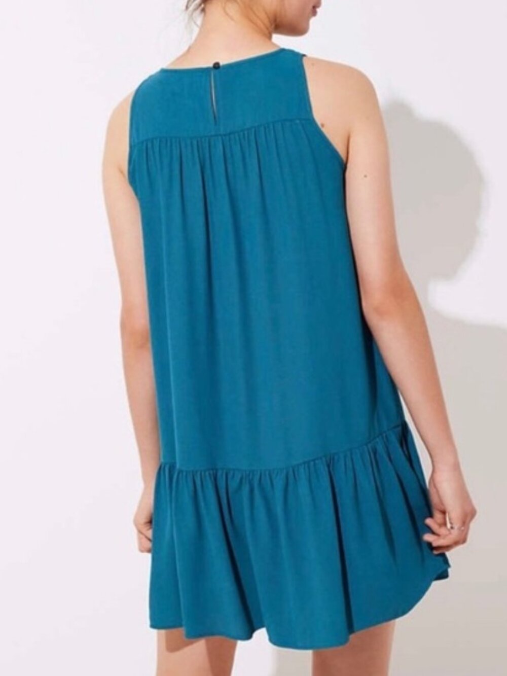 LOFT Teal Flounce Dress  L